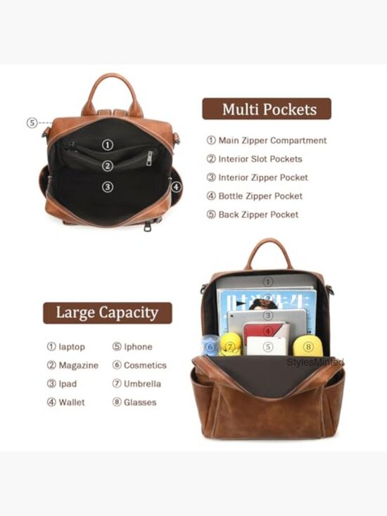 Convertible Faux Leather Backpack Purse Women Shoulder Bag Work Travel main image 4